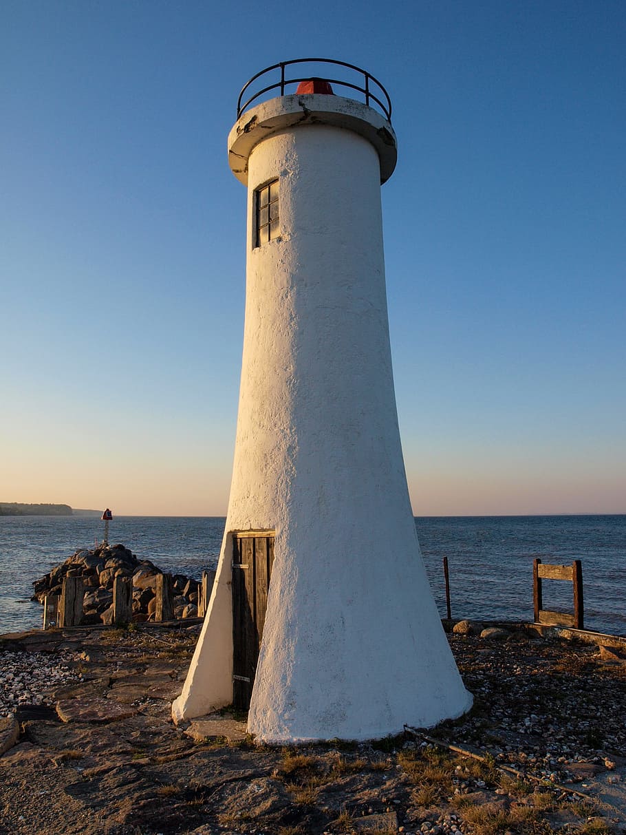 port, lighthouse, denmark, sky, water, sea, guidance, architecture HD wallpaper