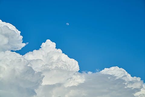 white clouds on sky, blue, background, nature, spring, summer HD wallpaper