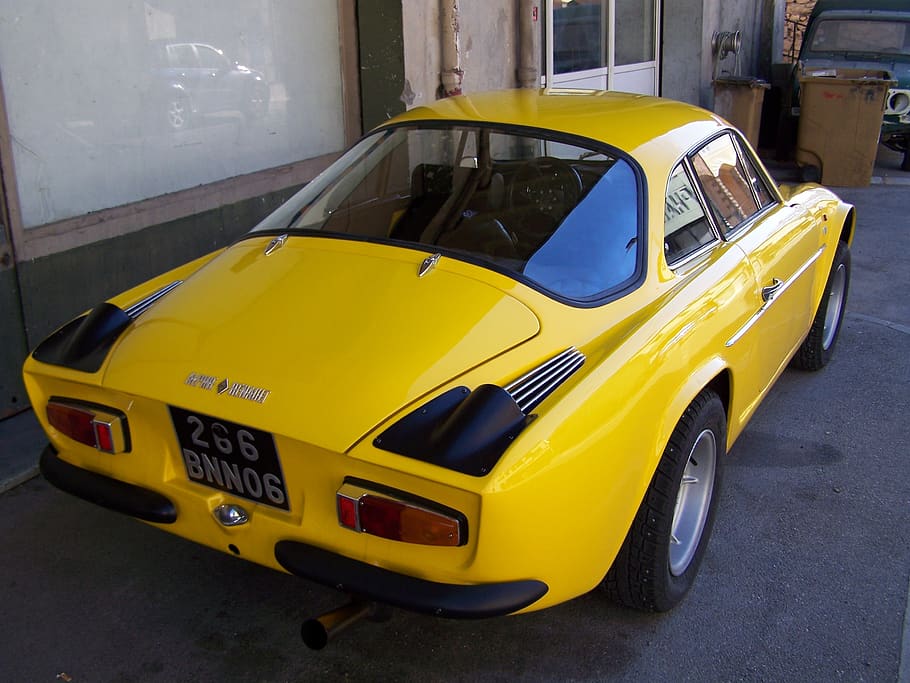 old car, alpine a110, plan du var, yellow, mode of transportation HD wallpaper