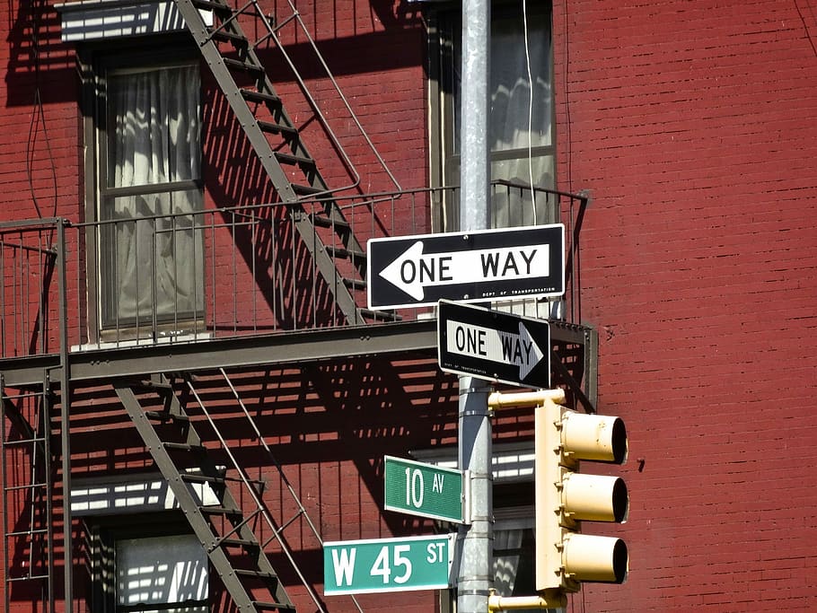 Street Signs in Manhattan, one way street signage, building, architecture HD wallpaper