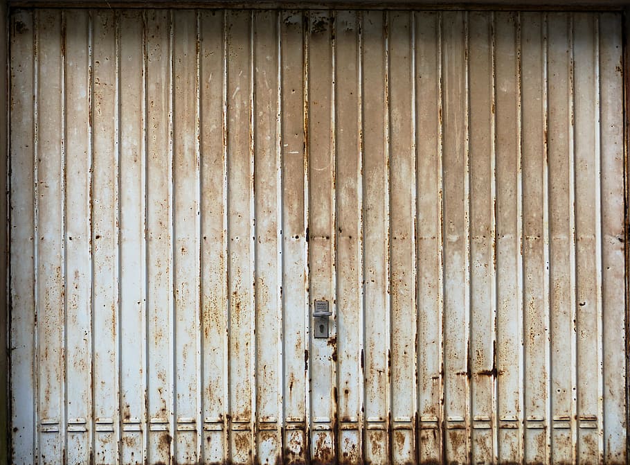 garage door, goal, metal gate, grunge, weathered, profile sheet