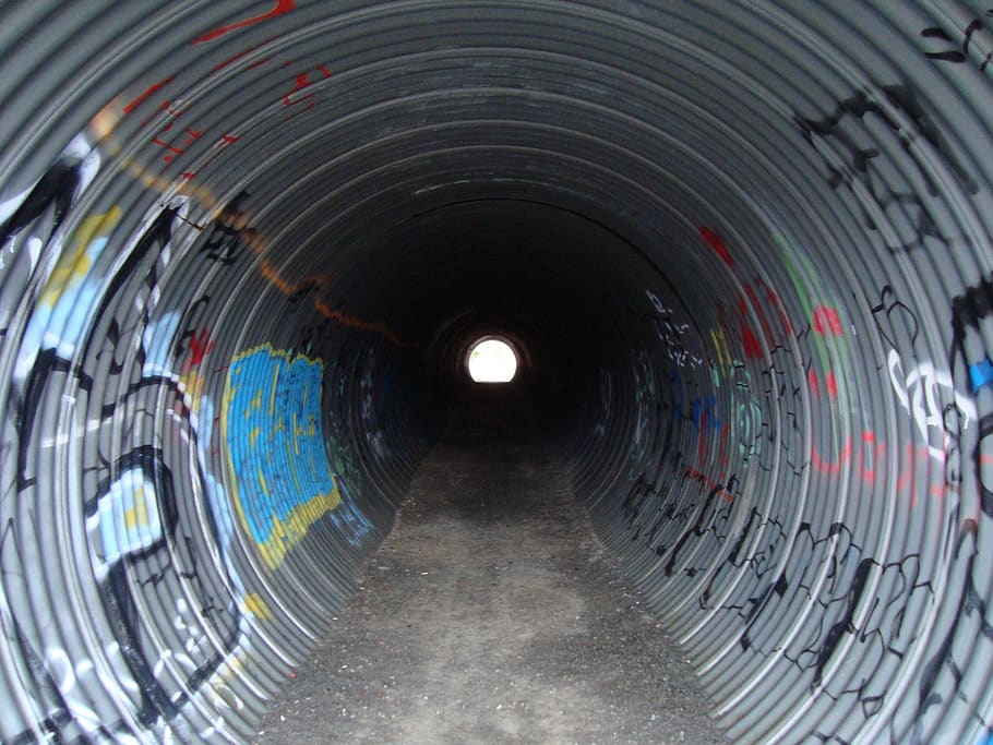 tunnel, metal, passageway, path, no people, geometric shape HD wallpaper