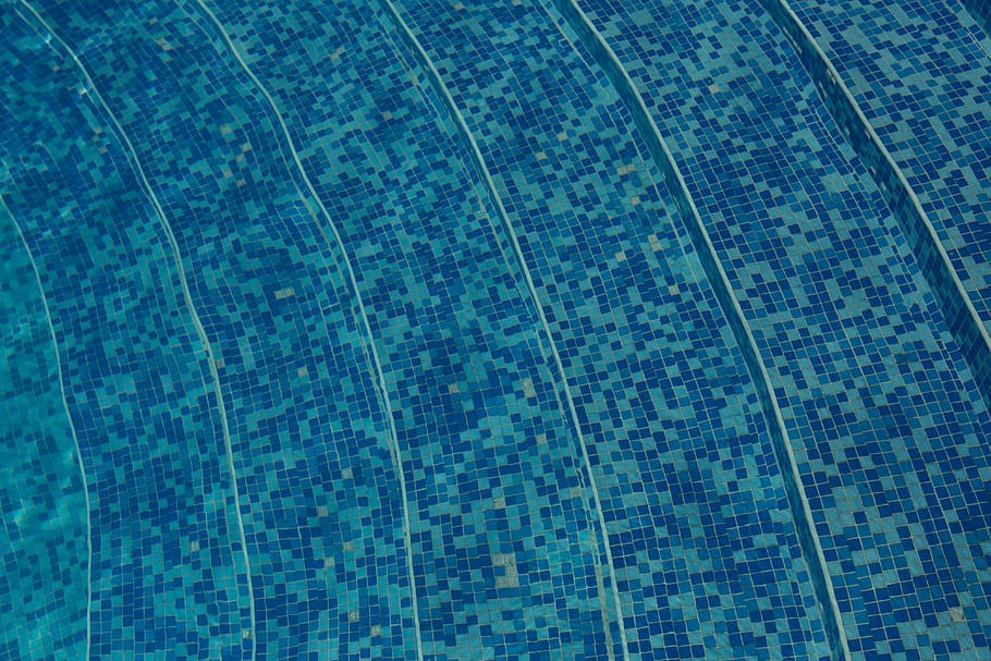 Blue ripped water in swimming pool, summer, vacation, blue water