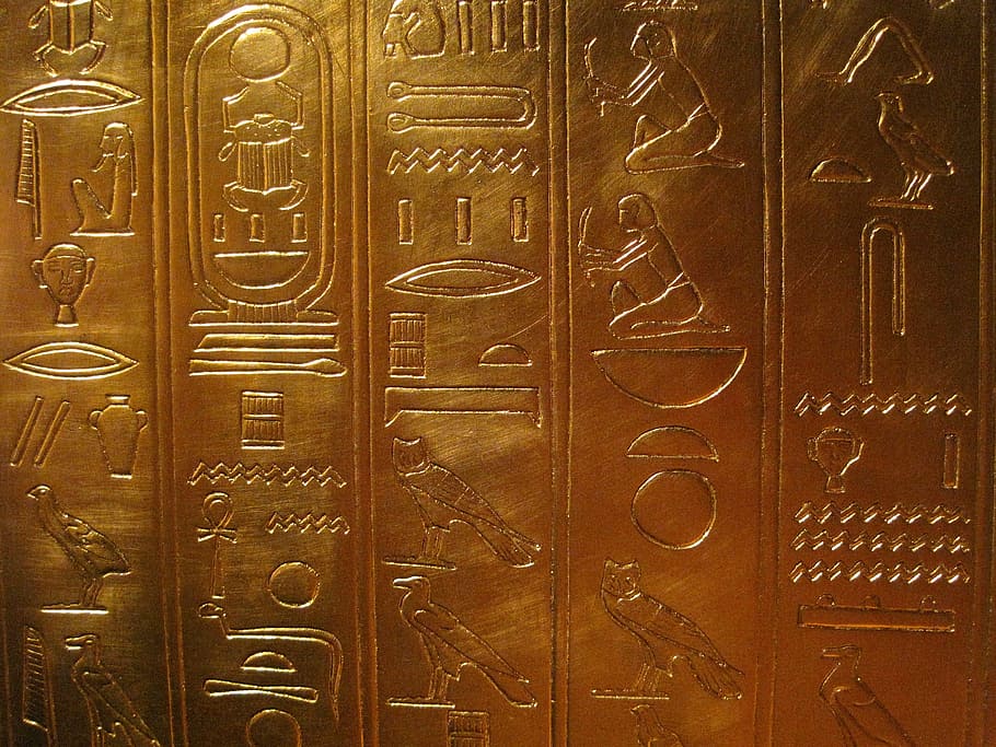 replica of tutankhamun's treasure, display, riches, treasure, gold, king, HD wallpaper