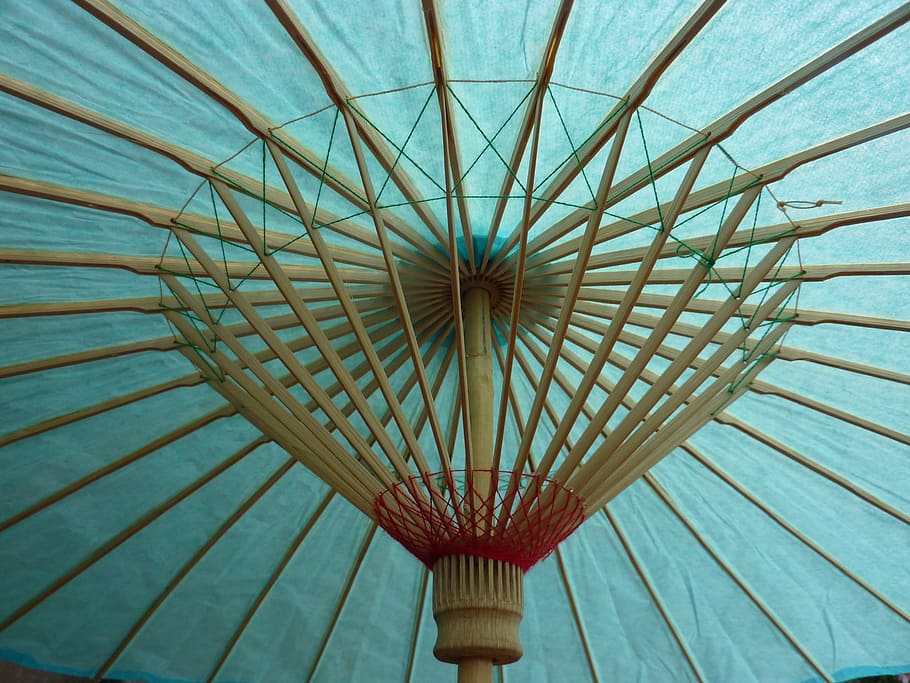 Parasol, Screen, Turquoise, Surface, shade tree, structure HD wallpaper