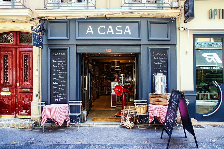 Acasa store facade, france, provence, building, business, bowever, HD wallpaper