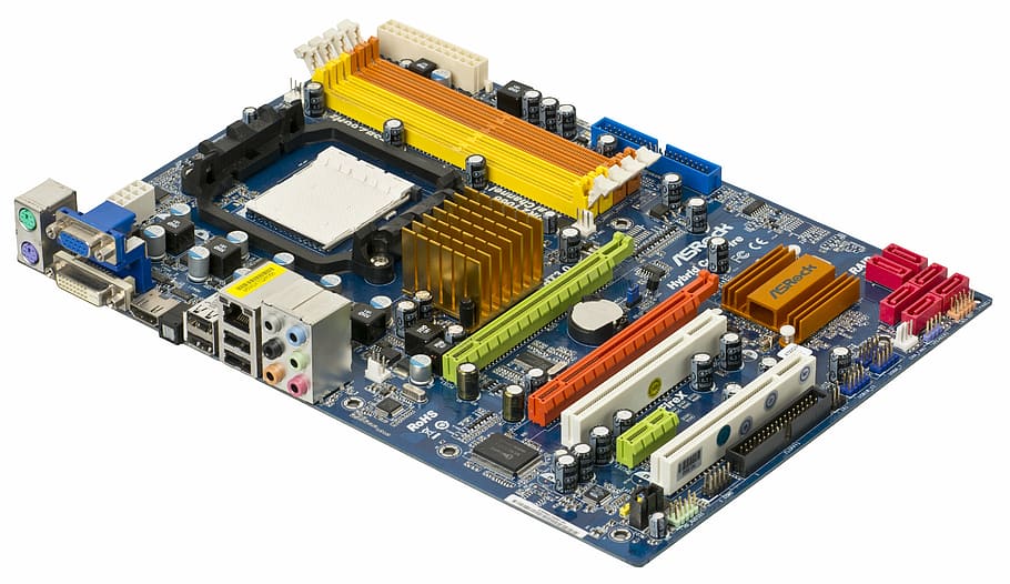 multicolored ASRock motherboard, electronics, chips, pc, a790gxh HD wallpaper