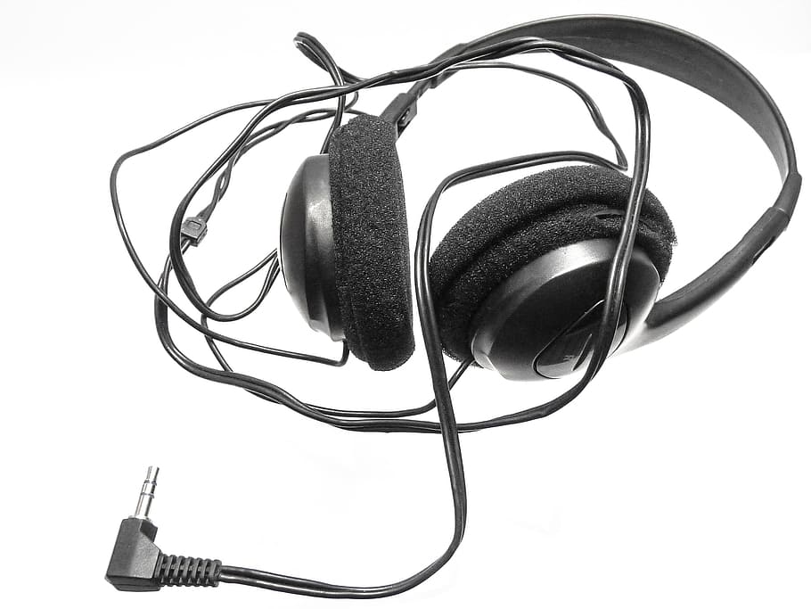 Headphones, Audio, Earphones, Headset, sound, black, listen, HD wallpaper