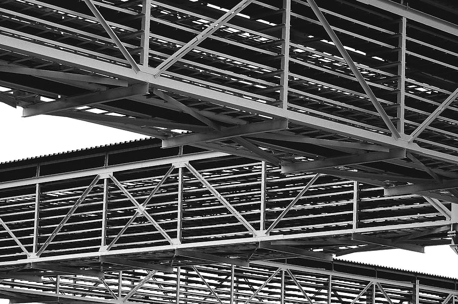 Industry, Cable, Bridges, Steel, cable bridges, structure, black and white HD wallpaper