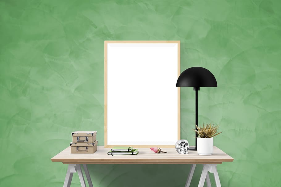 white and brown wooden board, poster, mockup, interior, wall HD wallpaper