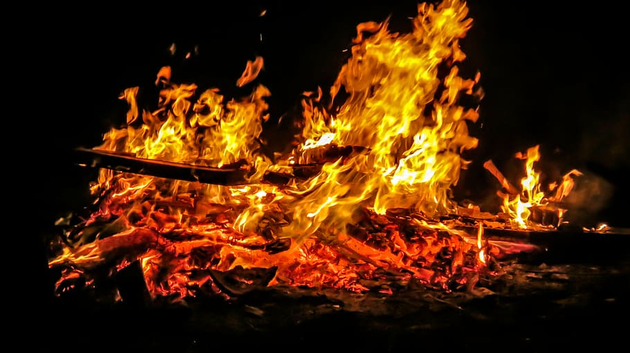 photo of bonfire during night time, easter fire, flame, customs HD wallpaper