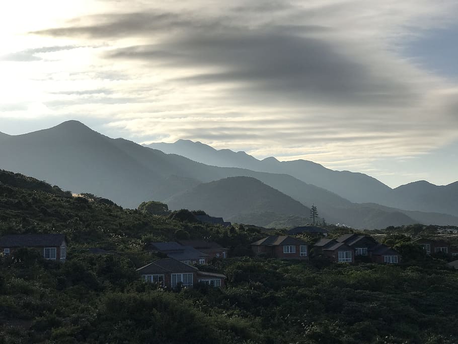halfway up, aoyama, blue sky, mountain, mountain range, cloud - sky, HD wallpaper