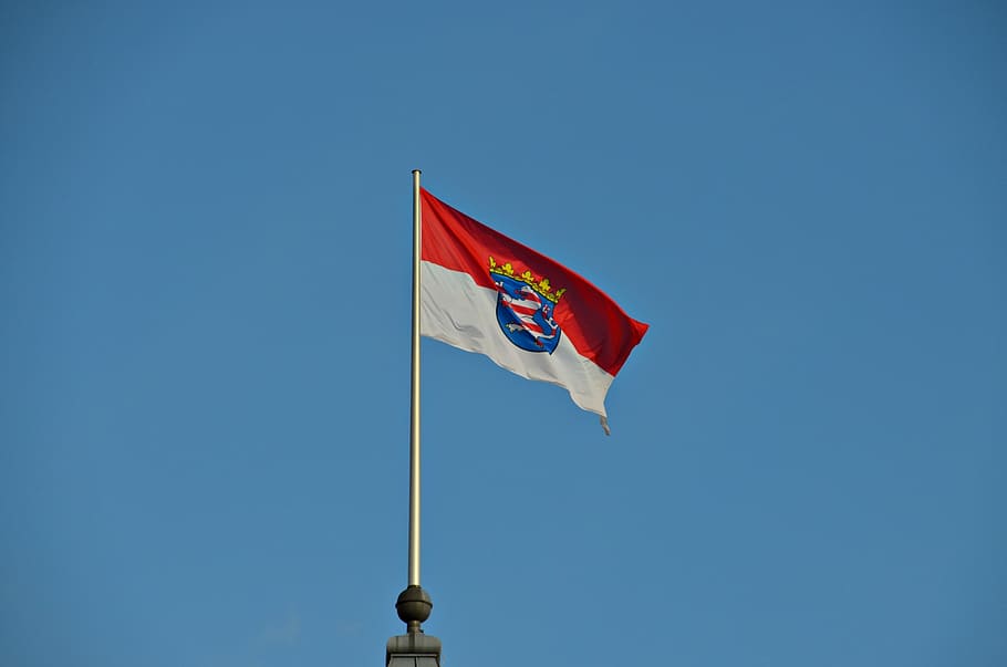 hesse, flag, wind, flutter, red, white, windy, regions, state chancellery HD wallpaper