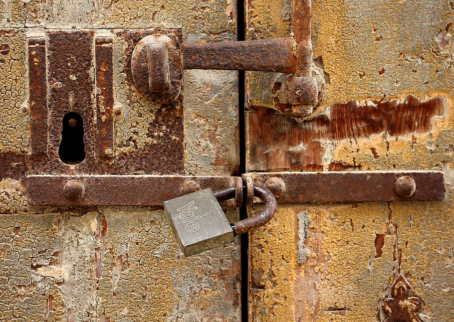 old, door, metal, padlock, malta, vintage, wood, architecture, HD wallpaper