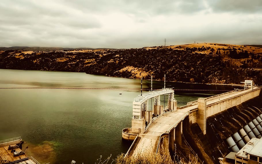 dam, architecture, panorama, river, lake, electricity, energy HD wallpaper