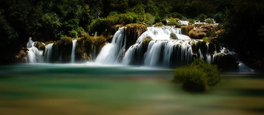 timelapse photography of waterfalls, krka, croatia, lake, the national park