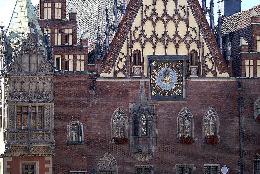 clock, wall clock, time, the town hall, the wall of the town hall HD wallpaper