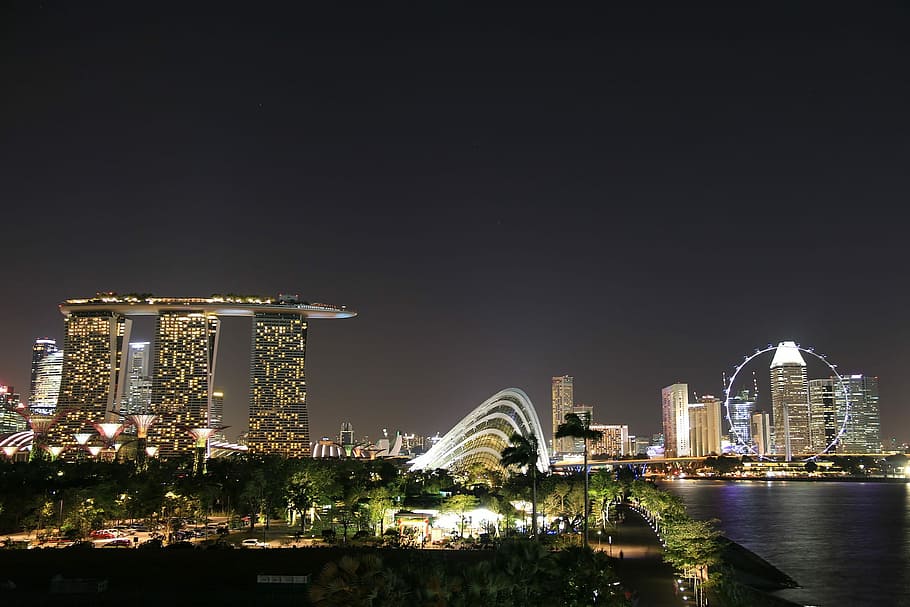 marina bay sands at Singapore during nighttime, cityscape, famous Place HD wallpaper