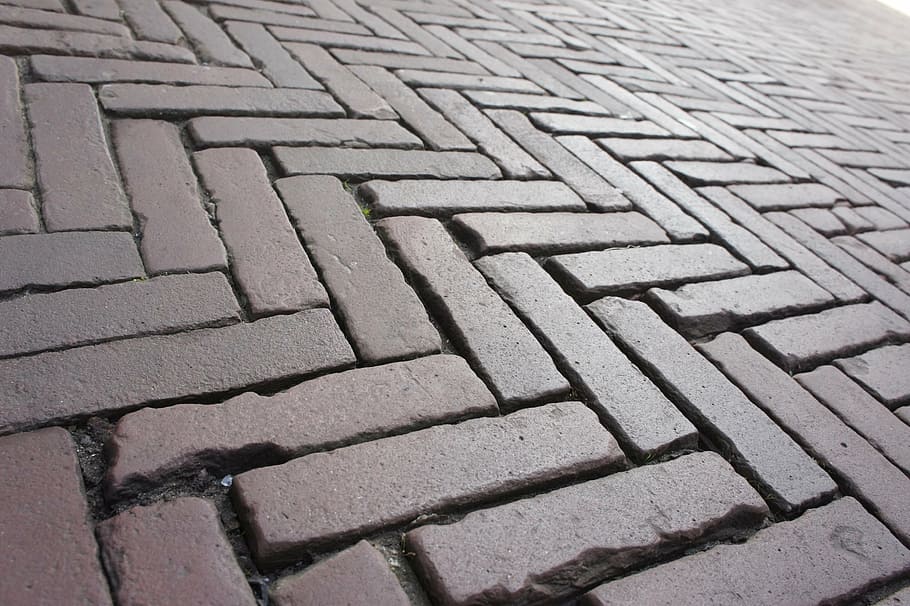 road, paving stones, mosaic, pattern, symmetry, fish bone art HD wallpaper