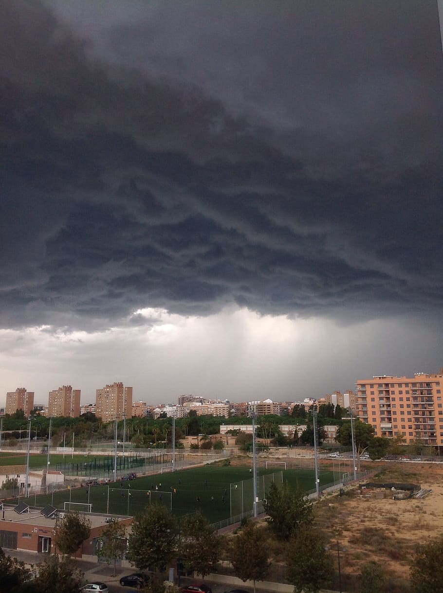 Landscape, City, Clouds, storm, climate, sky, house, cityscape HD wallpaper