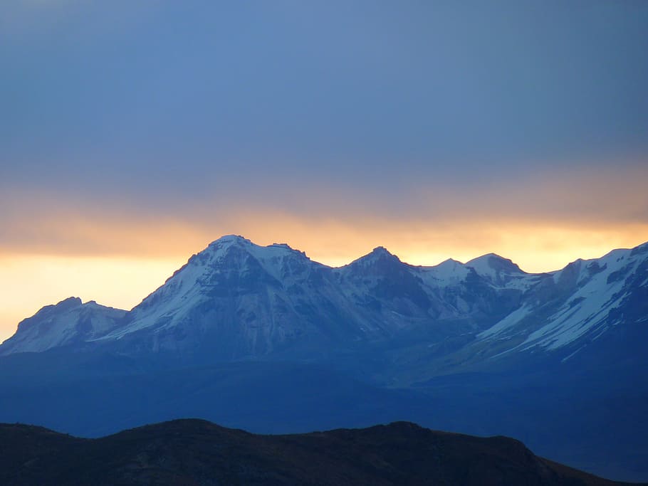 Mountains, Andes, Peru, scenics, sunset, mountain range, snow HD wallpaper