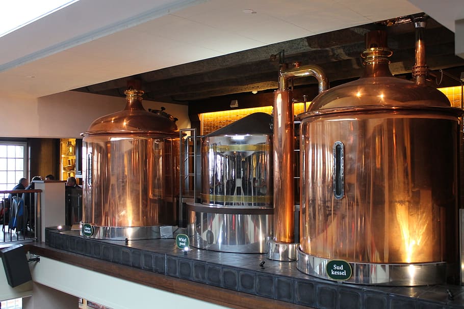 brewery, beer, boiler, copper, brewery boiler, fermentation HD wallpaper