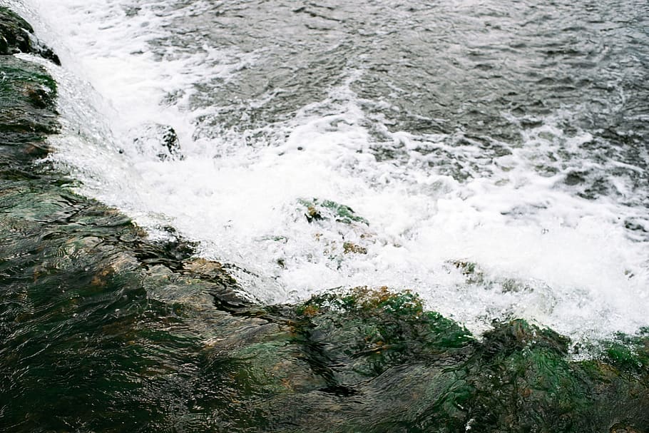 Waterfall, nature, sea, wave, outdoors, no People, summer, wet HD wallpaper