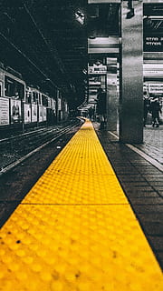 selective color photo of train station, selective photography of yellow hallway HD wallpaper