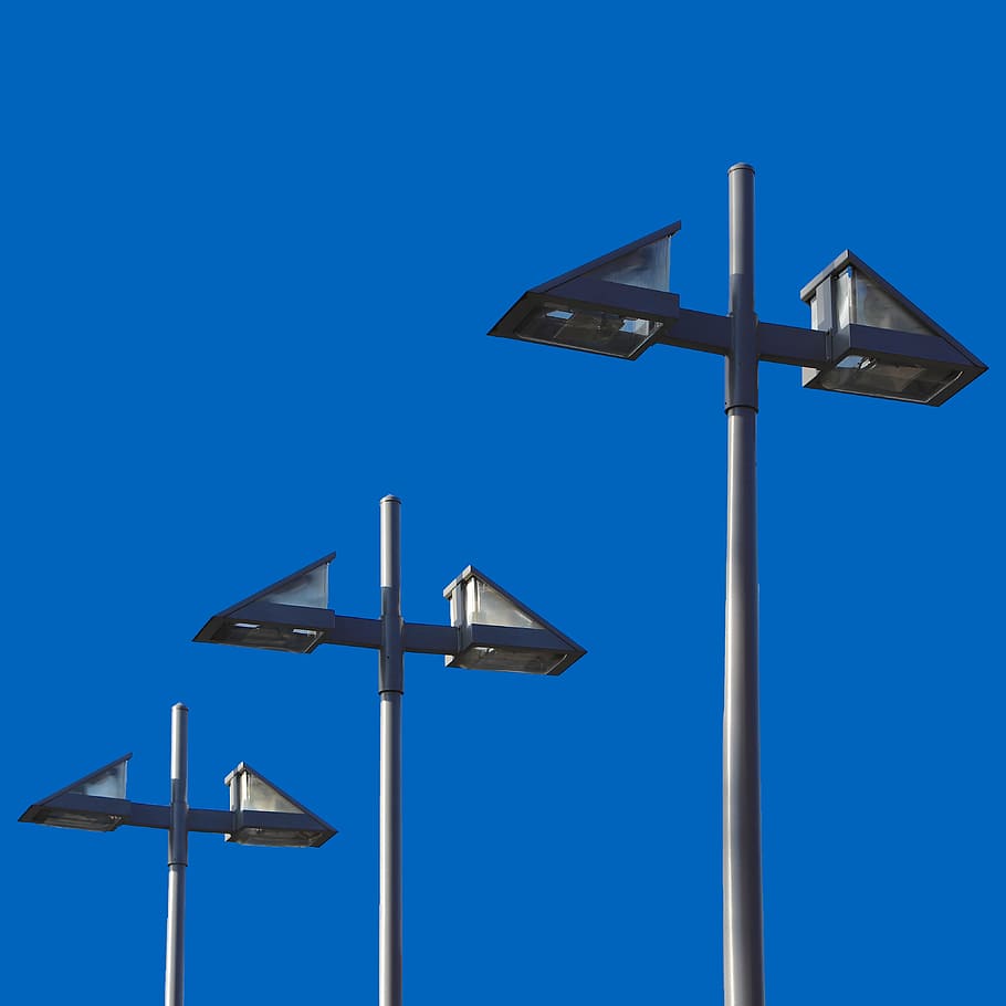 lantern, lanterns, three, blue, sky, clear sky, no people, nature HD wallpaper