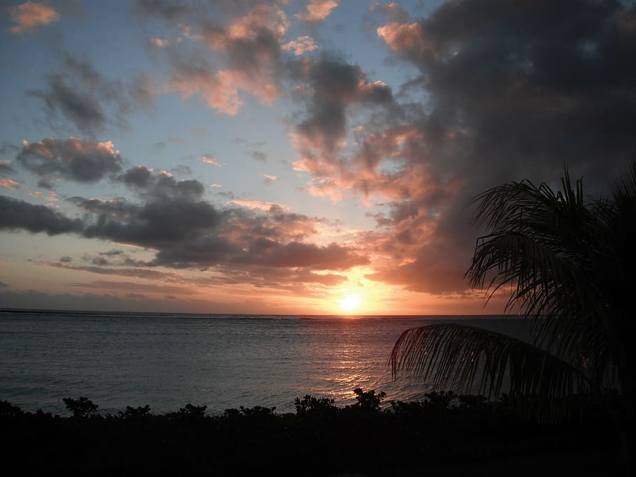 tropical sunset, seaside, cloud, water, sky, horizon over water HD wallpaper