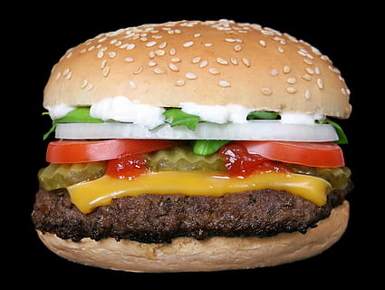 cheese hamburger with tomato and onion, abstract, barbeque HD wallpaper