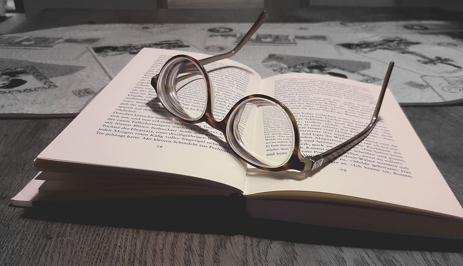 book, read, reading, book page, books, text, literature, glasses HD wallpaper