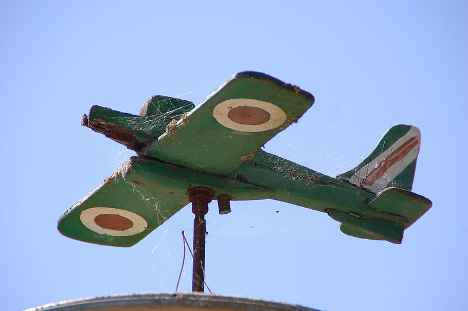 aircraft, weather vane, wind indicator, sky, clear sky, blue HD wallpaper