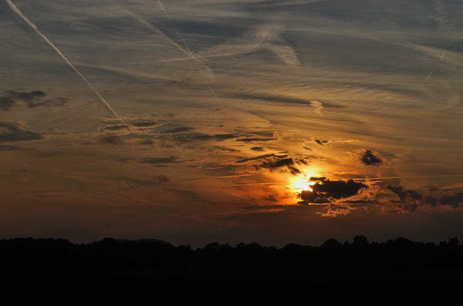 sunset, dawn, landscape, sky, orange color, cloud - sky, beauty in nature HD wallpaper