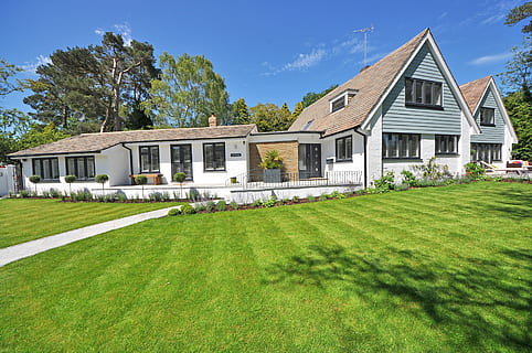 sunny, building, garden, trees, architecture, beautiful home HD wallpaper