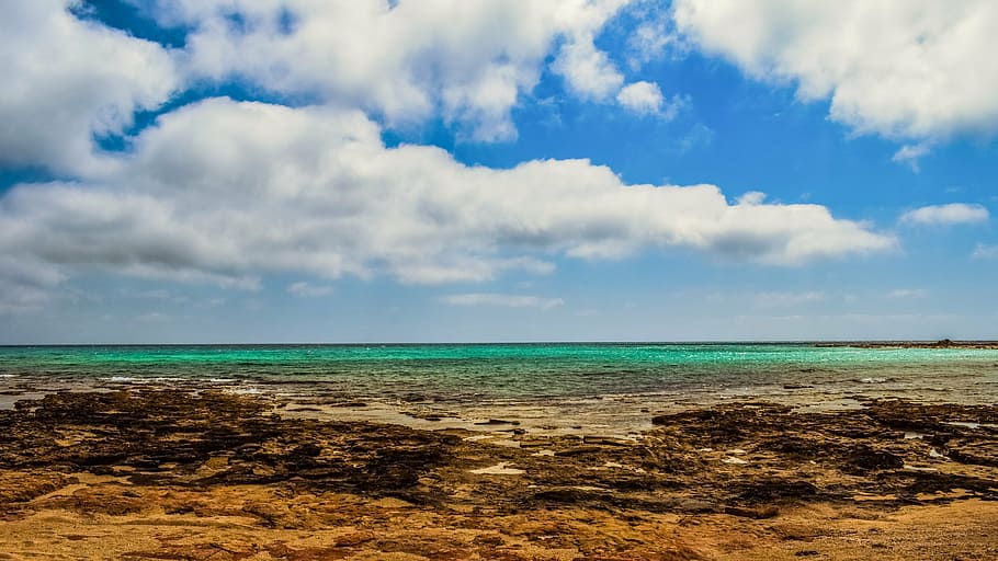 sea, beach, sky, clouds, scenery, calm, serenity, coast, nature HD wallpaper