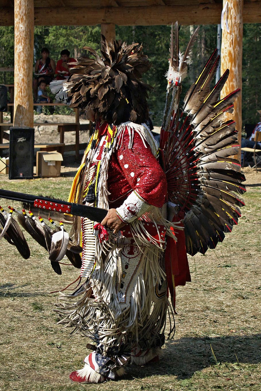 Indian, Powwow, Dance, Feather, Rifle, music, costume, people HD wallpaper