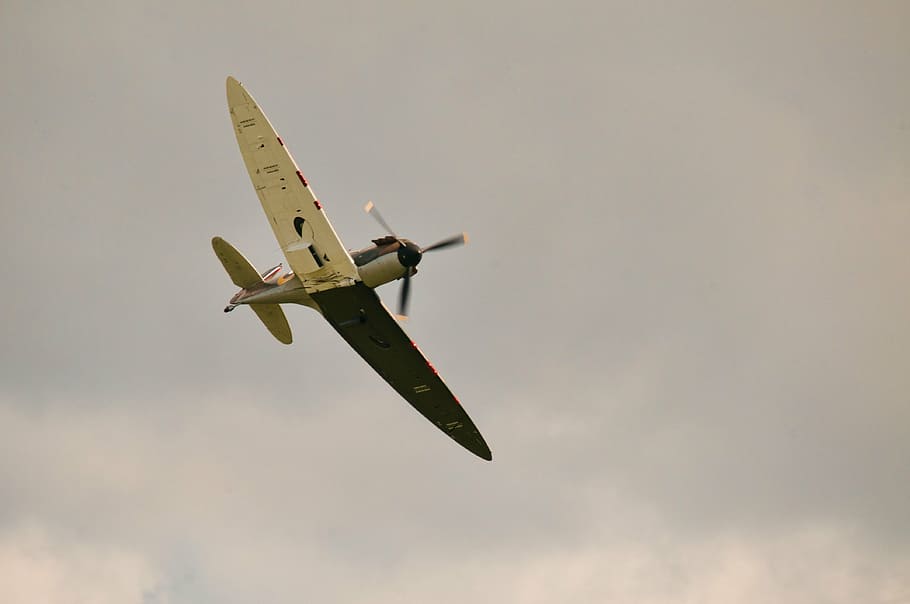 spitfire, airshow, ww2, battle of britain, classic fighter, HD wallpaper