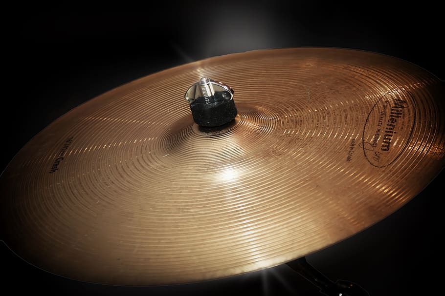 brass-copper cymbal, drums, pool, music, hi hat, instrument, musical instrument, HD wallpaper