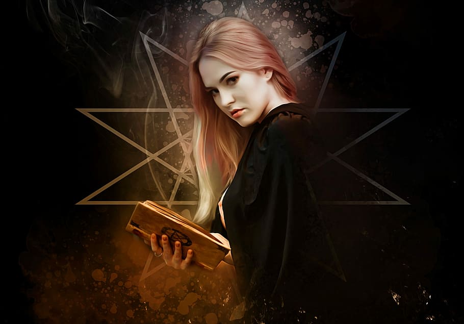 woman wearing black coat, witch, gothic, dark, portrait, female