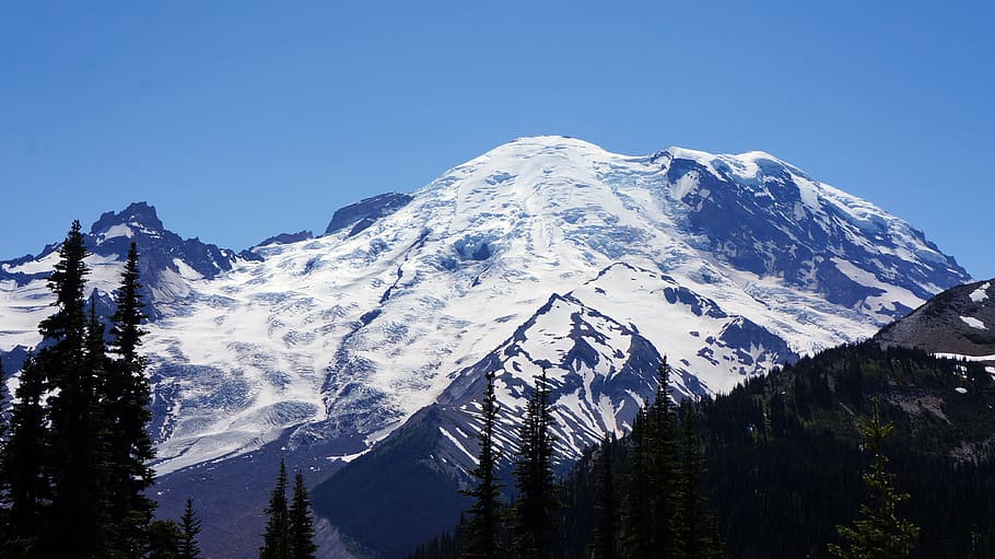 mountain, mount rainier, washington, national, park, cascades HD wallpaper