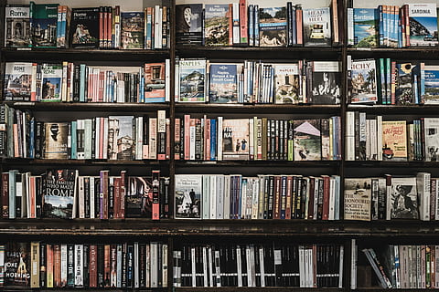 assorted book lot, assorted-title book collection, book wall HD wallpaper