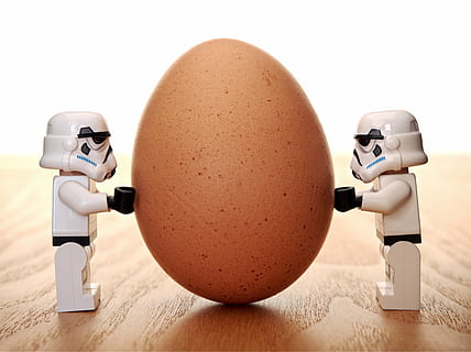 photo of Stormtroopers holding organic egg, lego, balance, cooperation HD wallpaper