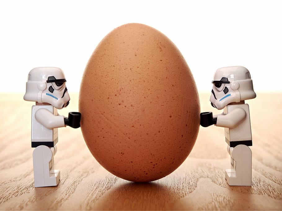 photo of Stormtroopers holding organic egg, lego, balance, cooperation HD wallpaper