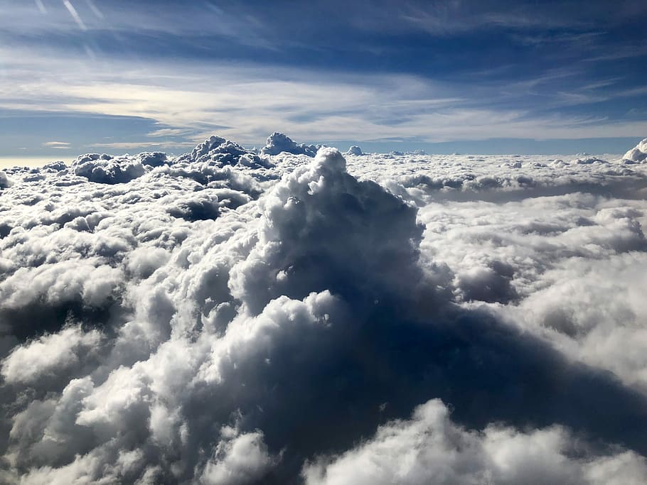 sea of clouds, aerial photography of sea of clouds, white, sky HD wallpaper