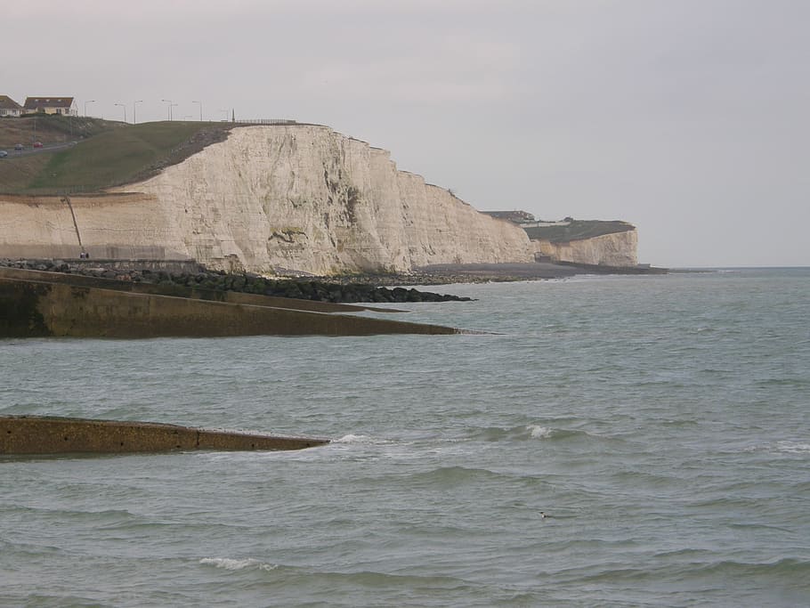 cliff, beach, brighton, uk, landscape, sea, coast, tourism HD wallpaper