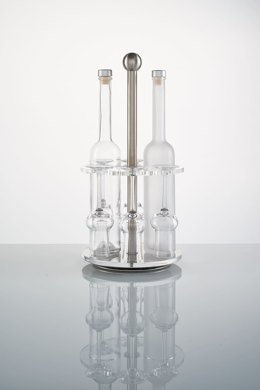 liquor carousel, bottles, glasses, studio shot, indoors, glass - material HD wallpaper