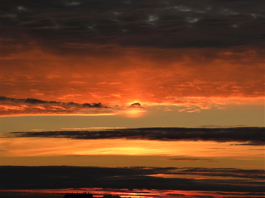 sunset background, yellow, red, scenic, nature, outdoor, cloud HD wallpaper
