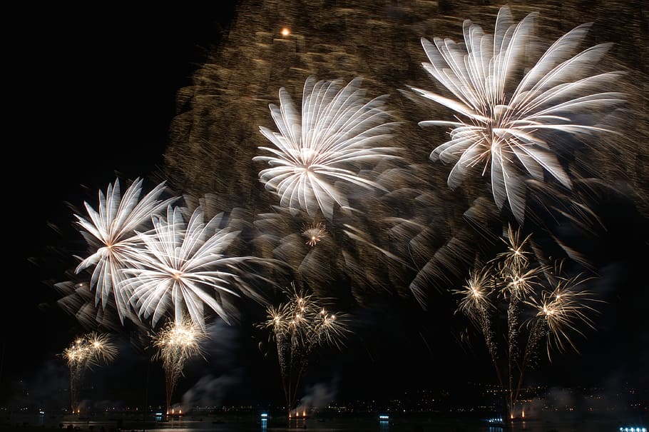 dark, night, lights, fireworks, party, illuminated, firework display HD wallpaper