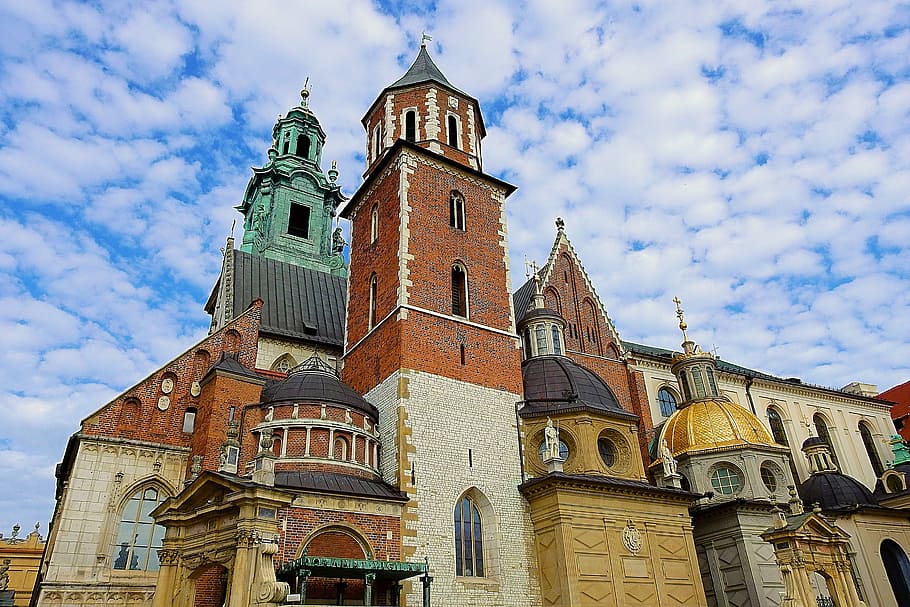 architecture, old, sky, the cathedral, wawel, kraków, building exterior HD wallpaper